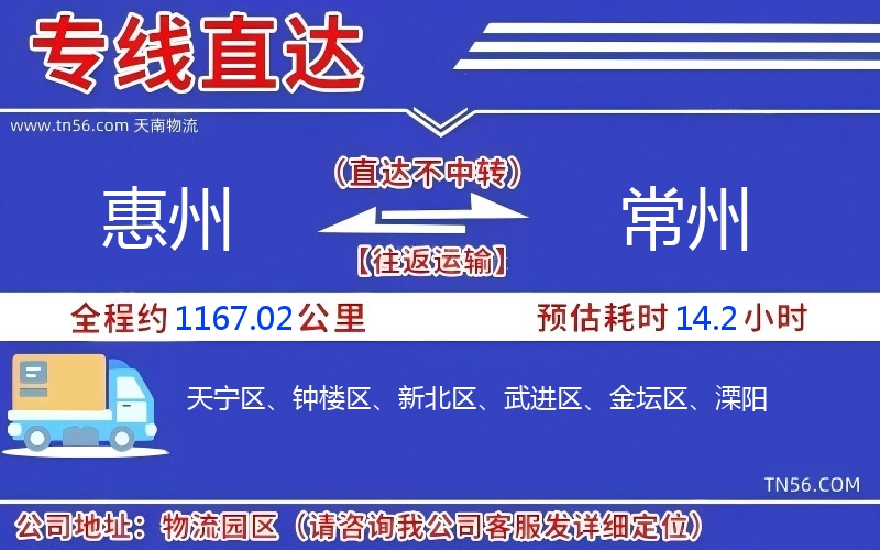 惠州到常州物流公司