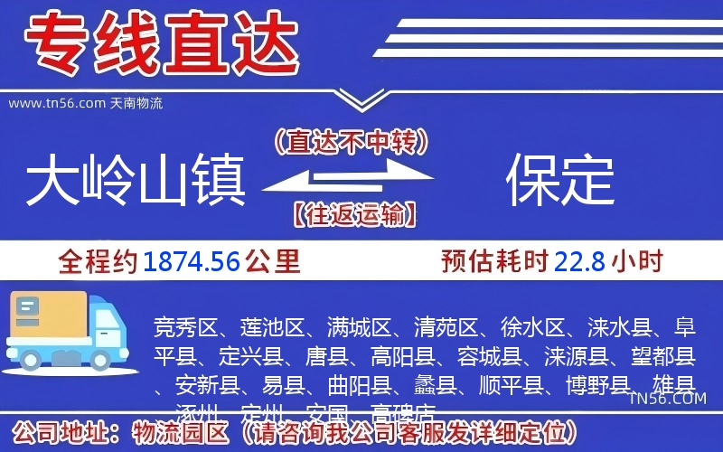 大嶺山鎮到保定物流公司 大嶺山鎮到保定物流公司