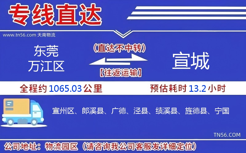 東莞萬江區到宣城物流公司