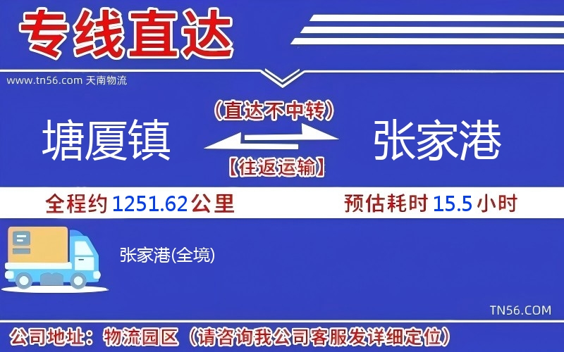 塘廈鎮到張家港物流公司 塘廈鎮到張家港物流公司