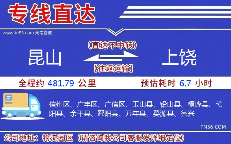 昆山到上饒物流公司 昆山到上饒物流公司